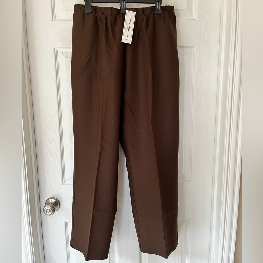 Alfred Dunner Classics Elastic Waist Proportioned Med 18P Brown NWT